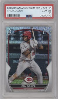 Cam Collier from the 2023 Bowman Mega Box set graded by PSA and given an overall grade of 10.
