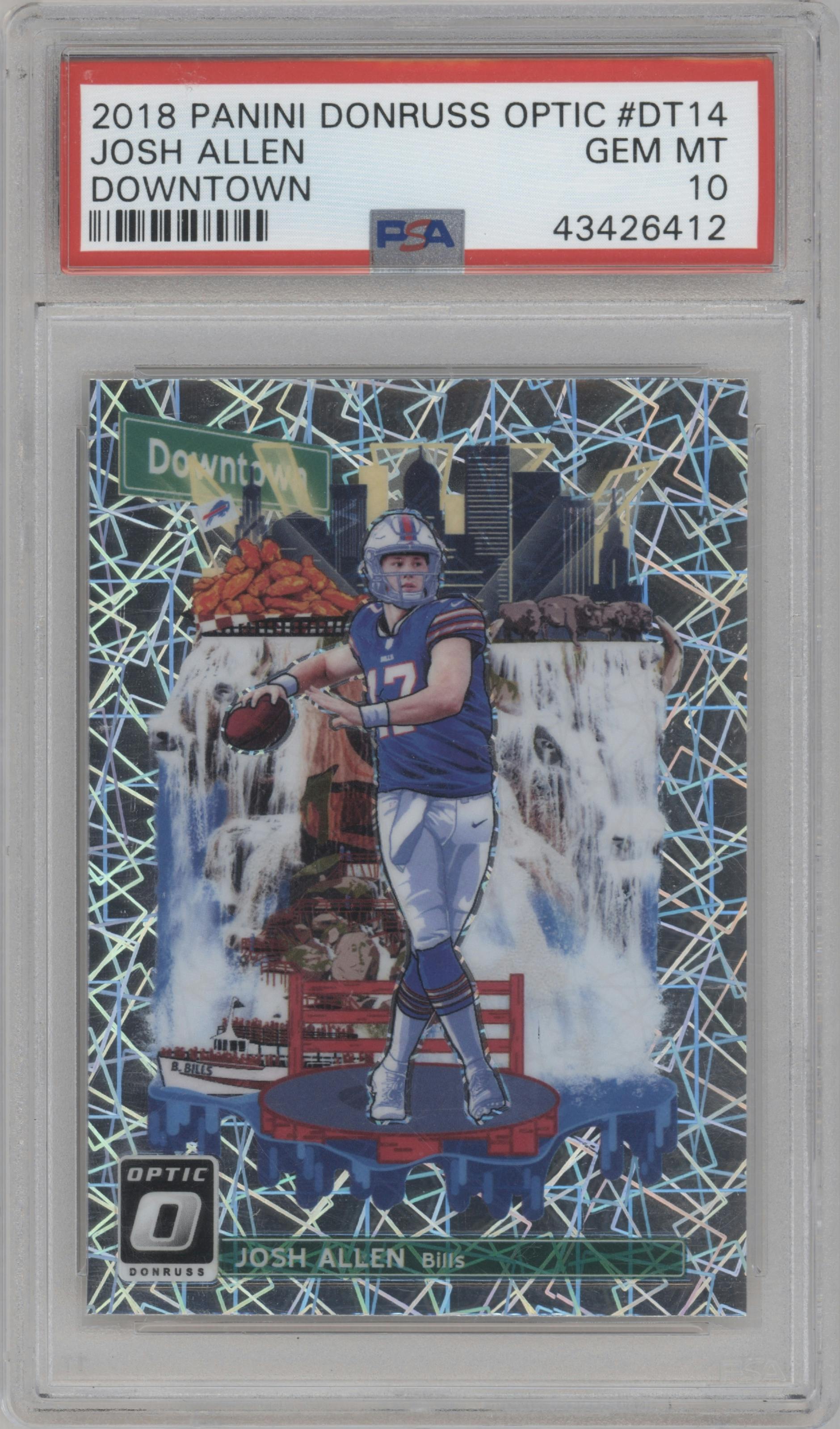 Josh Allen from the 2018 Panini Donruss Optic set graded by PSA and given an overall grade of 10.