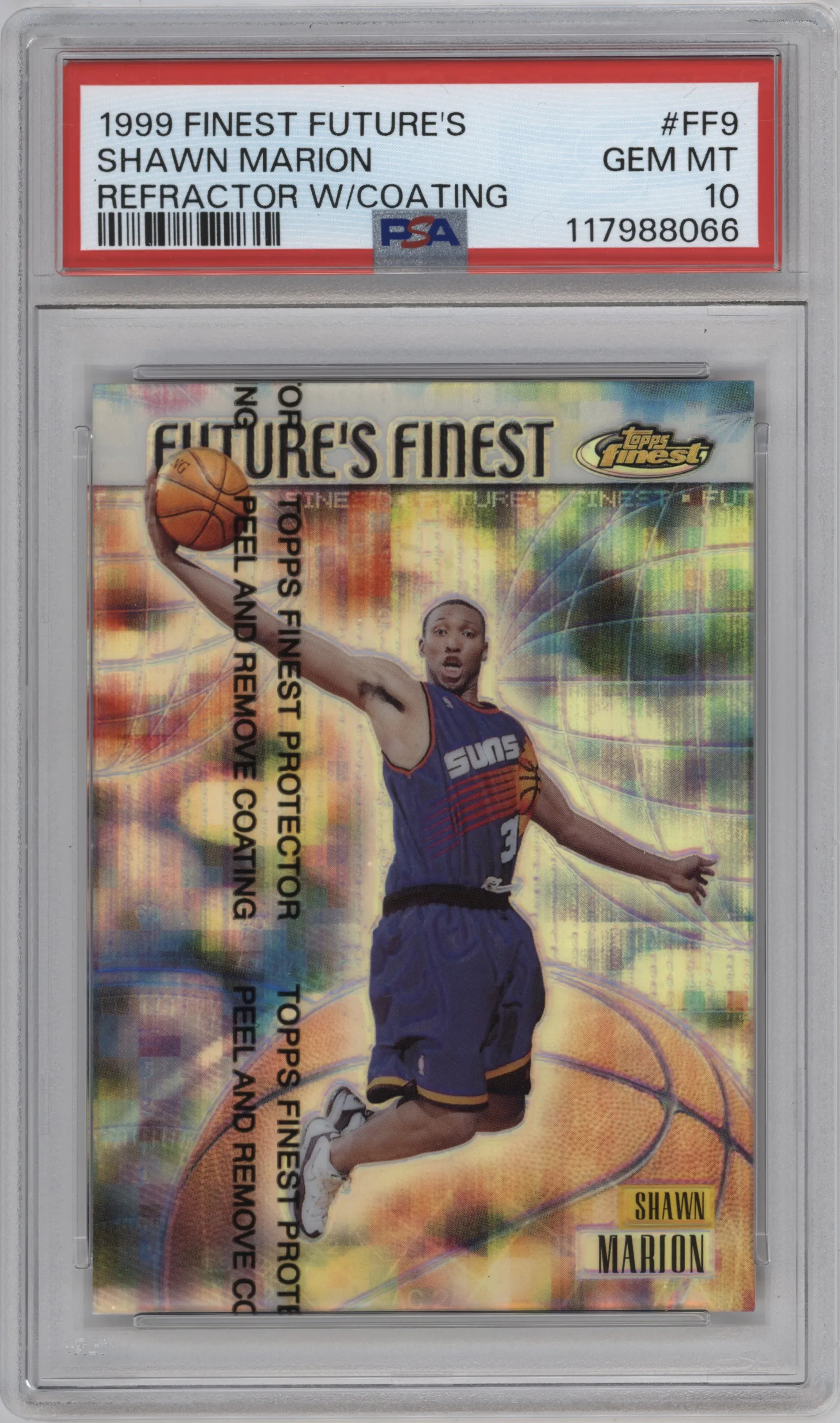 1999 Topps Finest Future's Finest Shawn Marion Refractor W/ Coating PSA 10