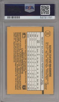 Mark McGwire from the 1989 Donruss set graded by PSA and given an overall grade of 10.