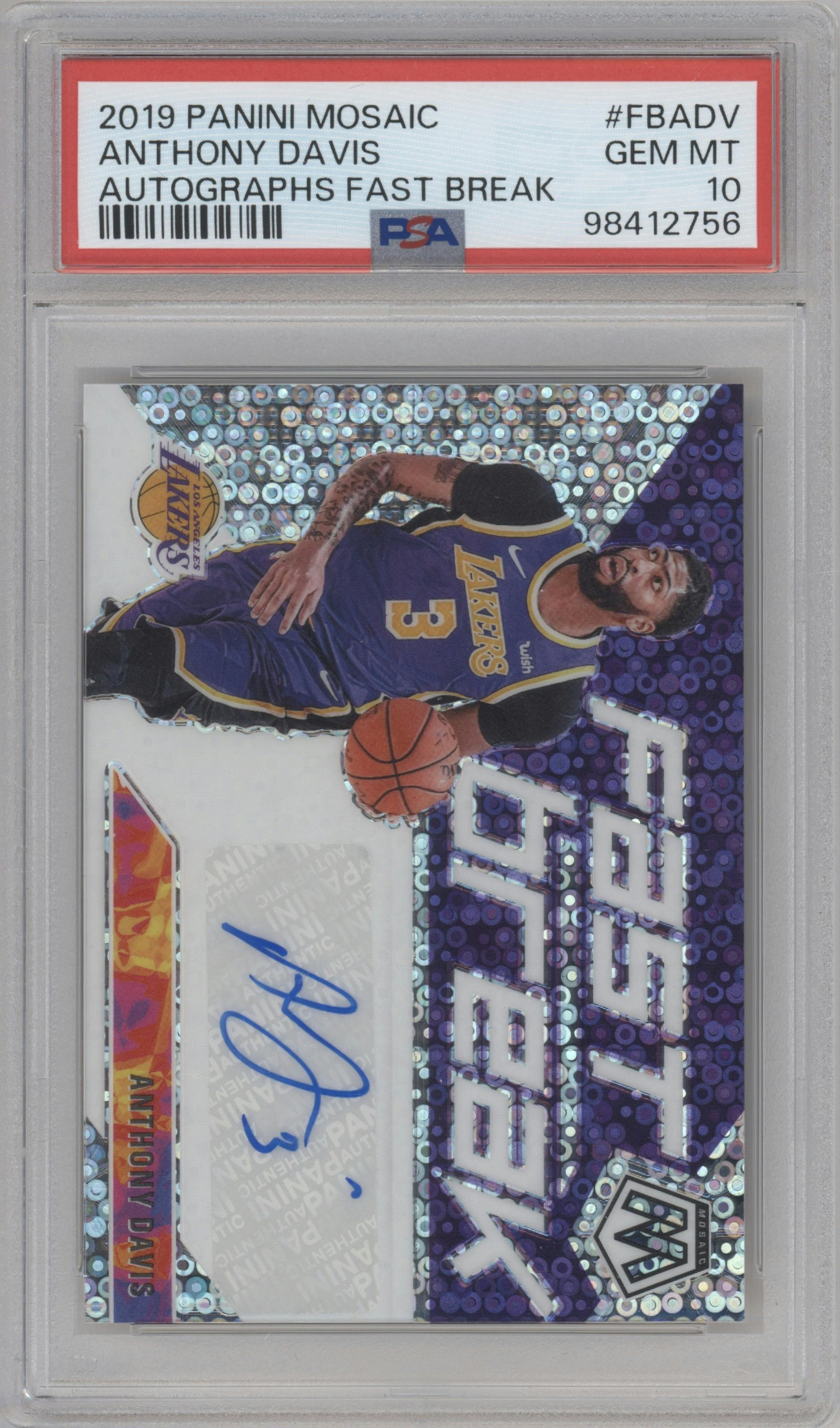 Anthony Davis from the 2019-20 Panini Mosaic  set graded by PSA and given an overall grade of 10.
