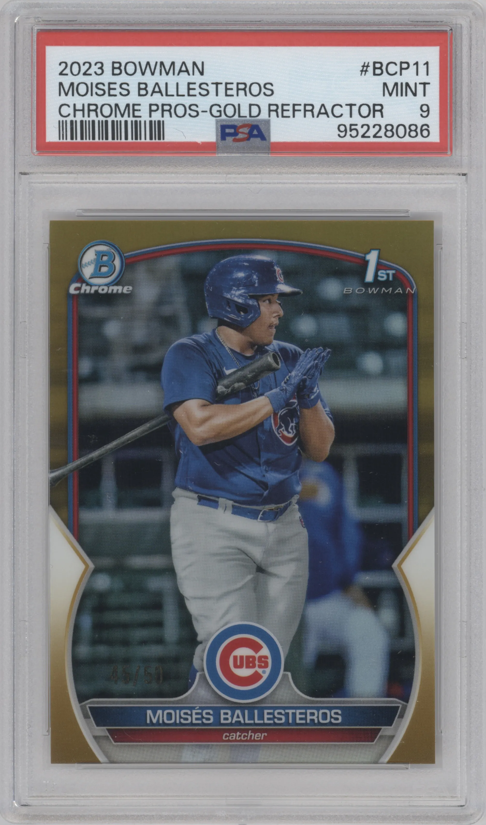 2023 Bowman Chr.Pros. Moises Ballesteros Gold Refractor #BCP-11 PSA 9