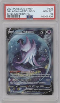 Galarian Articuno V from the 2021 Pokemon SWSH set graded by PSA and given an overall grade of 10.