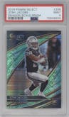 Josh Jacobs from the 2019 Panini Select  set featuring a Dragon Scale parallel graded by PSA and given an overall grade of 9.