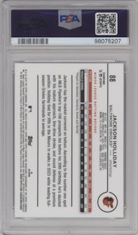 Jackson Holliday from the 2024 Topps Chrome set graded by PSA and given an overall grade of 10.