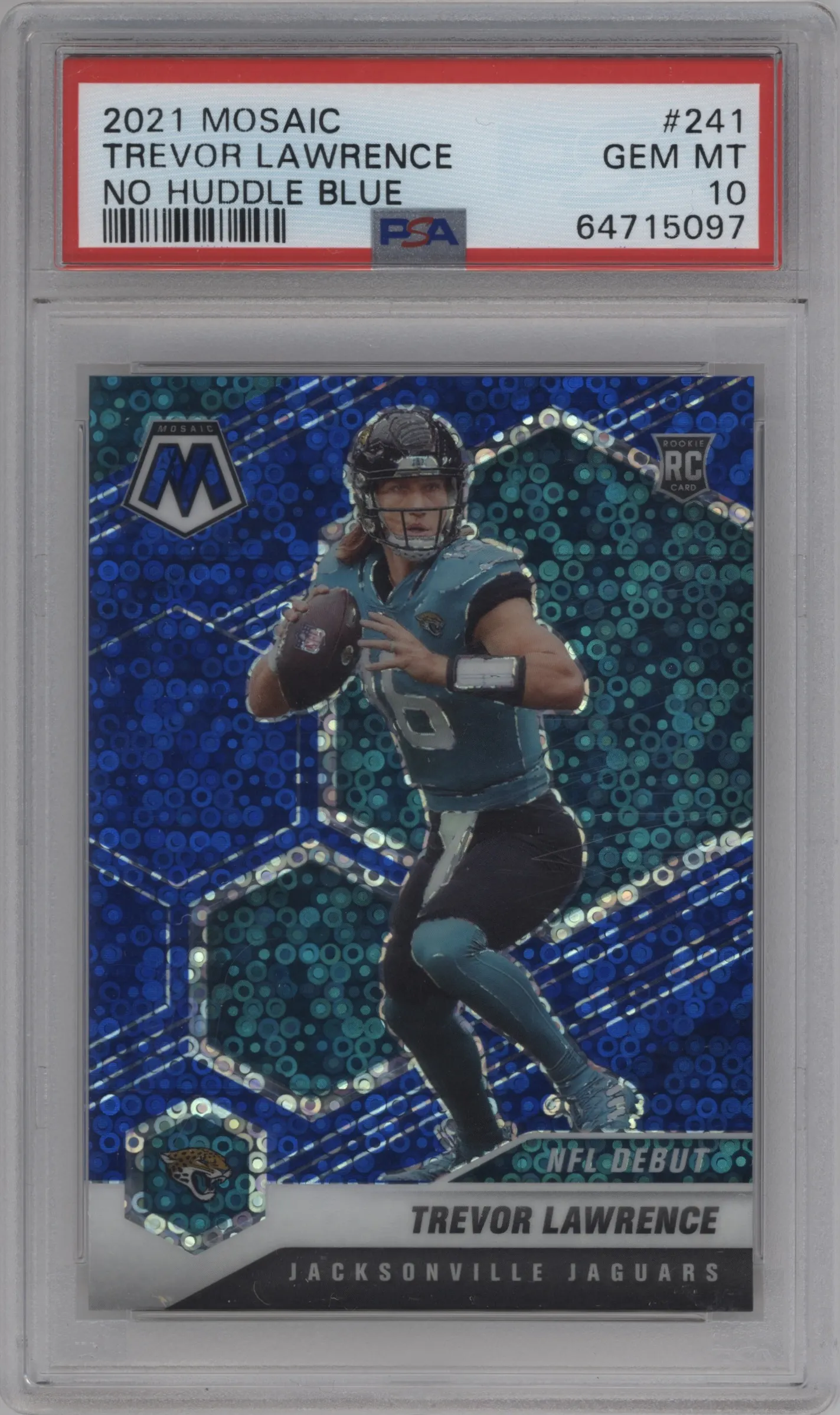 2021 Panini Mosaic Trevor Lawrence No Huddle Blue #241 PSA 10