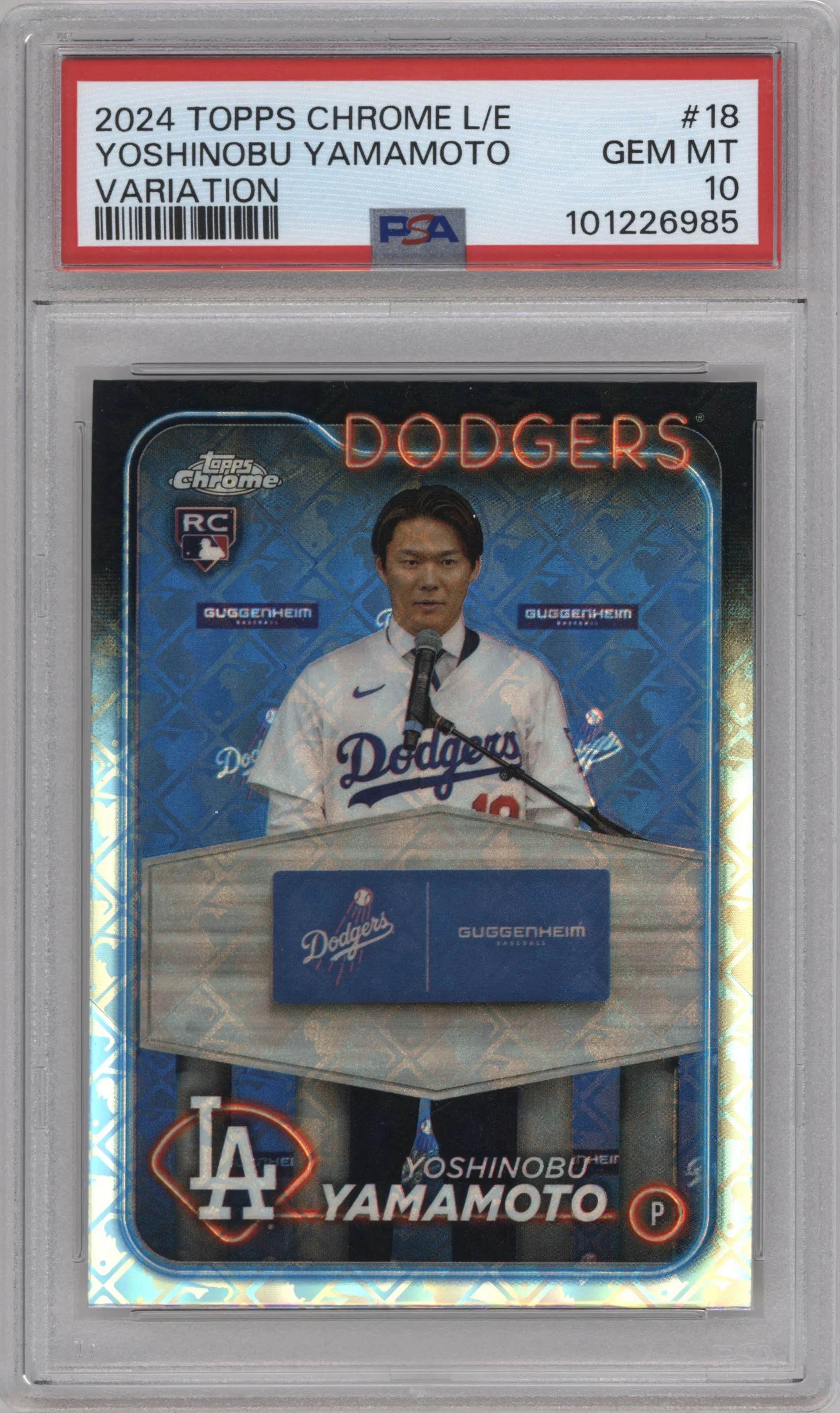 2024 Topps Chrome Logofractor Image Var. Yoshinobu Yamamoto #18 PSA 10