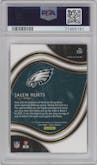 Jalen Hurts from the 2020 Panini Select set graded by PSA and given an overall grade of 10.