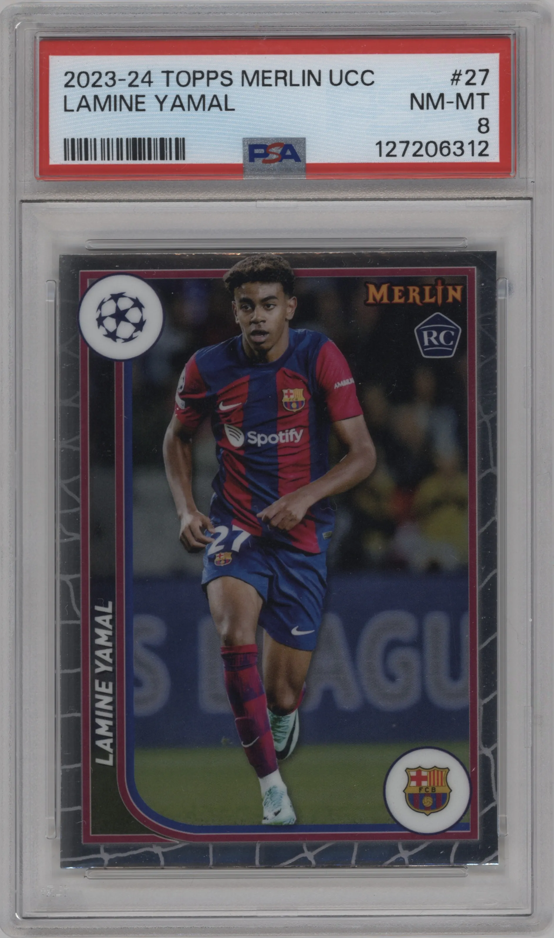 2023 Topps Merlin UEFA Club Competitions Lamine Yamal PSA 8
