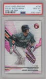 Adley Rutschman from the 2024 Topps Pristine set featuring a Pink Pristine Pulsar Refractor parallel graded by PSA and given an overall grade of 10.