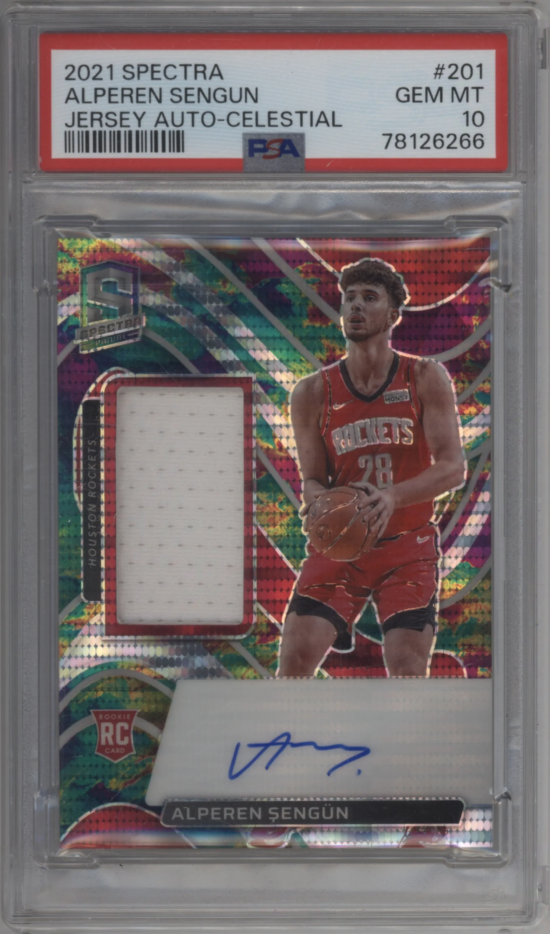 2021 Panini Spectra Rke.Jrsy.Auto Alperen Sengun Celestial PSA 10