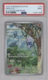 Meditite from the 2024 Pokemon SV set graded by PSA and given an overall grade of 9.