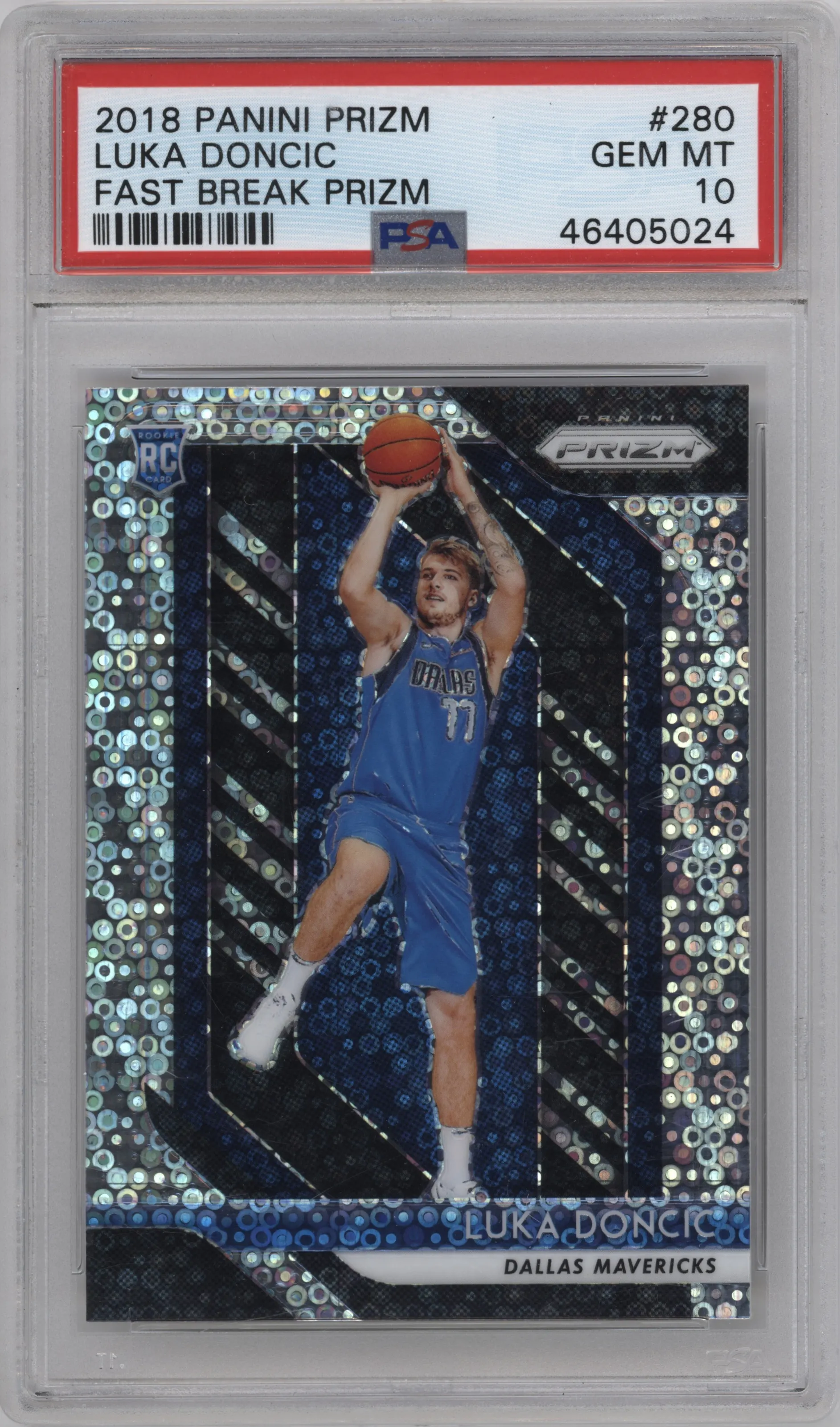 2018 Panini Prizm Luka Doncic Fast Break #280 PSA 10