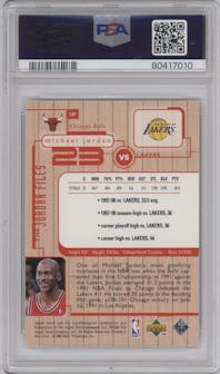 Michael Jordan from the 1998-99 Upper Deck Michael Jordan Living Legend set graded by PSA and given an overall grade of 8.