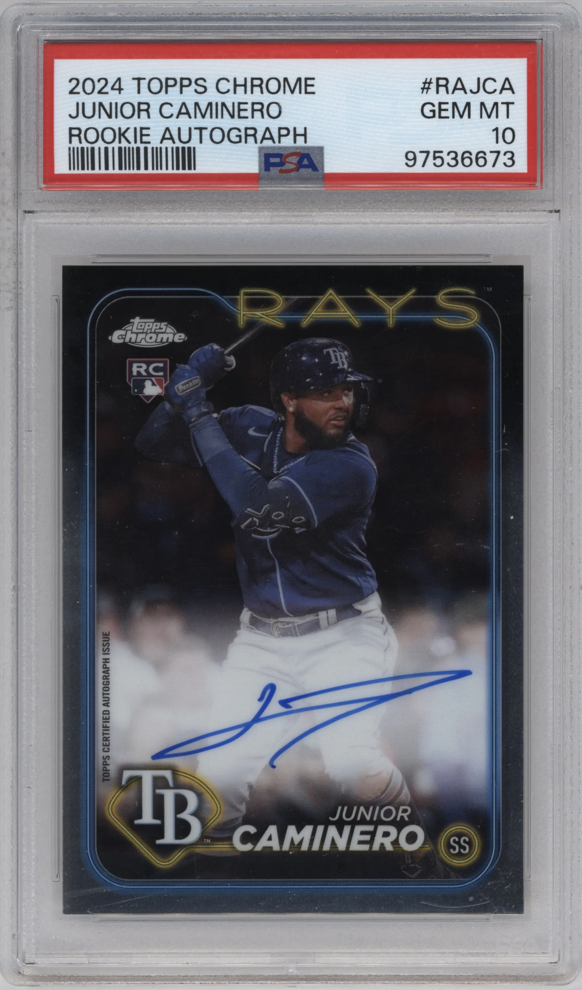 2024 Topps Chrome Rke.Auto Junior Caminero #RA-JCA PSA 10