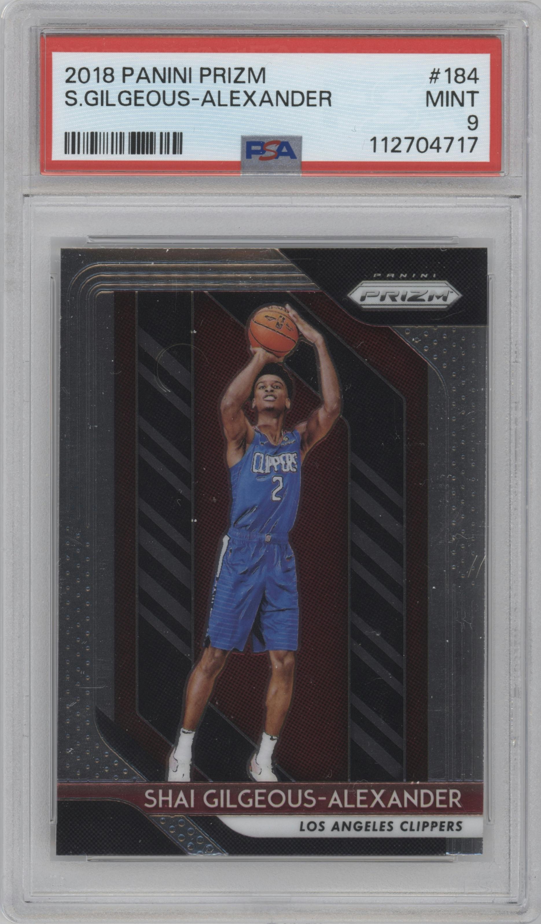 Shai Gilgeous-Alexander from the 2018-19 Panini Prizm set graded by PSA and given an overall grade of 9.