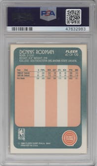 Dennis Rodman from the 1988-89 Fleer set graded by PSA and given an overall grade of 9.