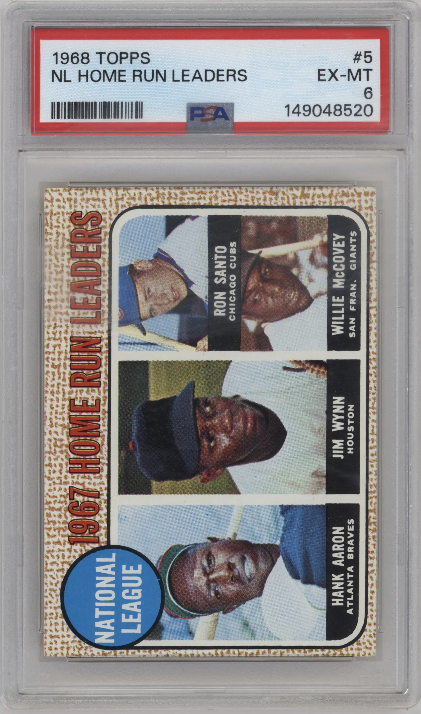1968 Topps Hank Aaron /Jim Wynn / Willie McCovey / Ron Santo #5 PSA 6