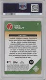 Mike Trout from the 2024 Topps Transcendent Collection set featuring a Orange Refractor parallel graded by PSA and given an overall grade of 10.