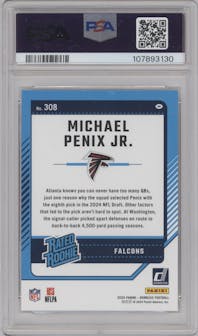 Michael Penix Jr. from the 2024 Donruss set graded by PSA and given an overall grade of 10.