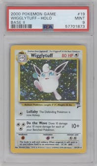Wigglytuff from the 2000 Pokemon set graded by PSA and given an overall grade of 9.