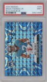 Brian Thomas Jr. from the 2024 Panini Mosaic set featuring a Reactive Blue parallel graded by PSA and given an overall grade of 9.