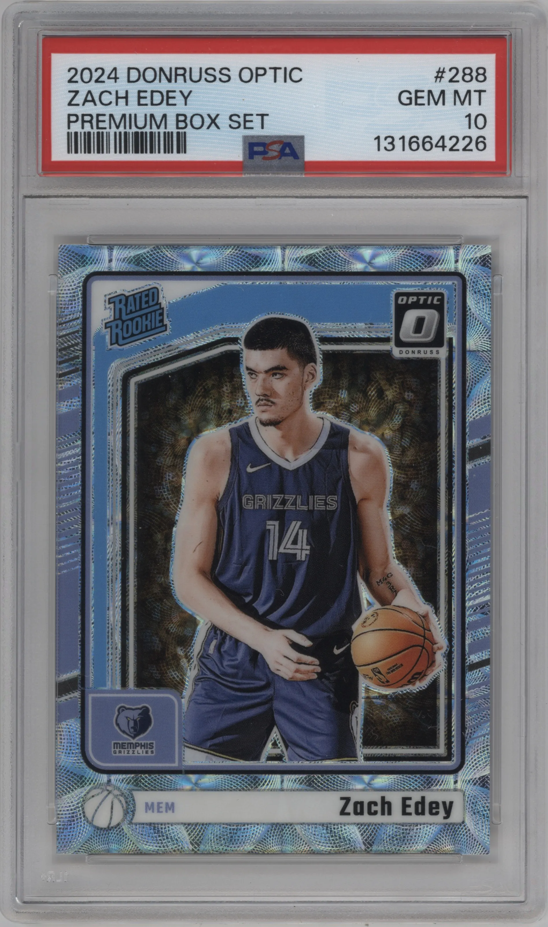 2024 Donruss Optic Rated Rookie Zach Edey Premium Box Set #288 PSA 10