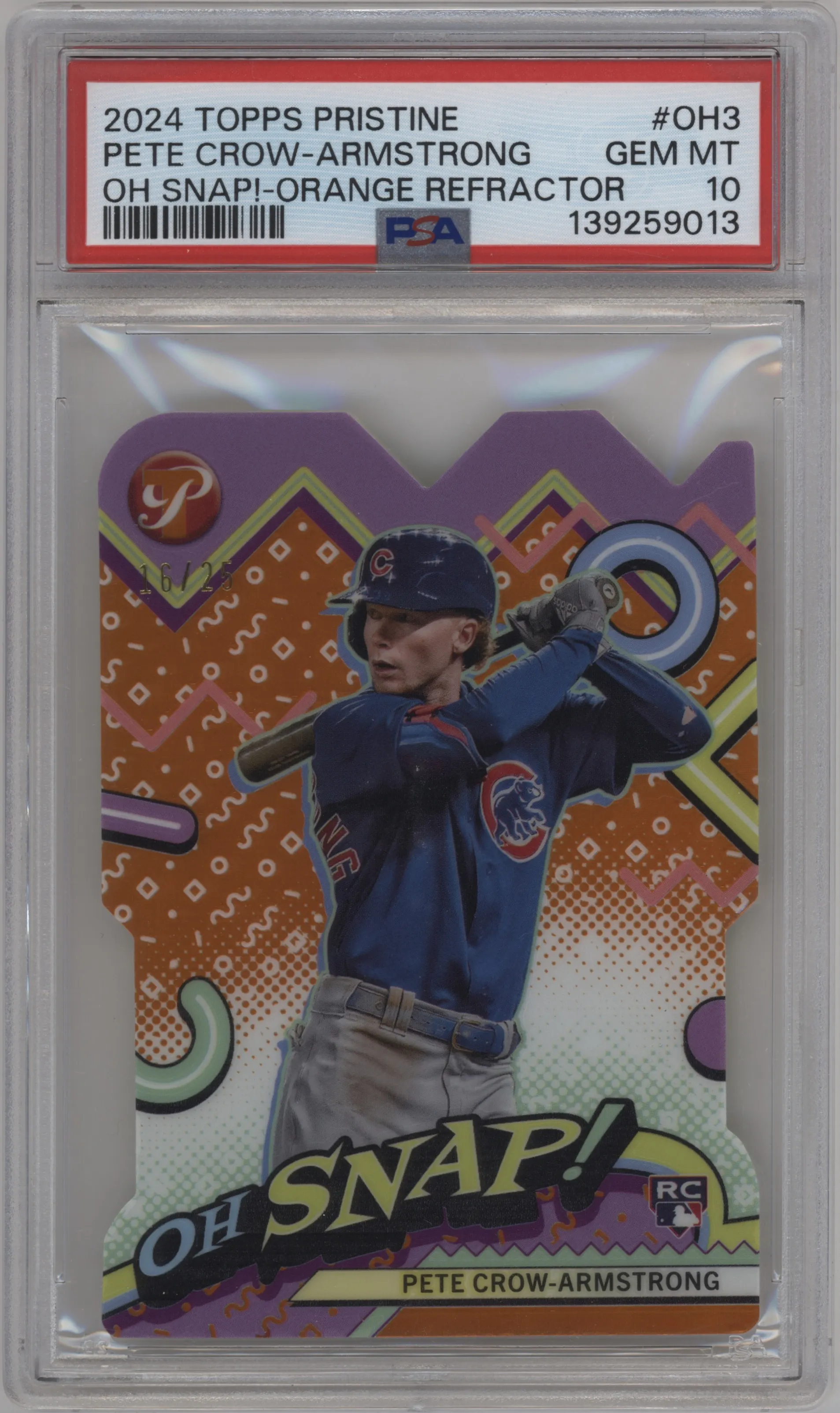2024 Topps Pristine Oh Snap! Pete Crow-Armstrong Orange Refractor #OH-3 PSA 10
