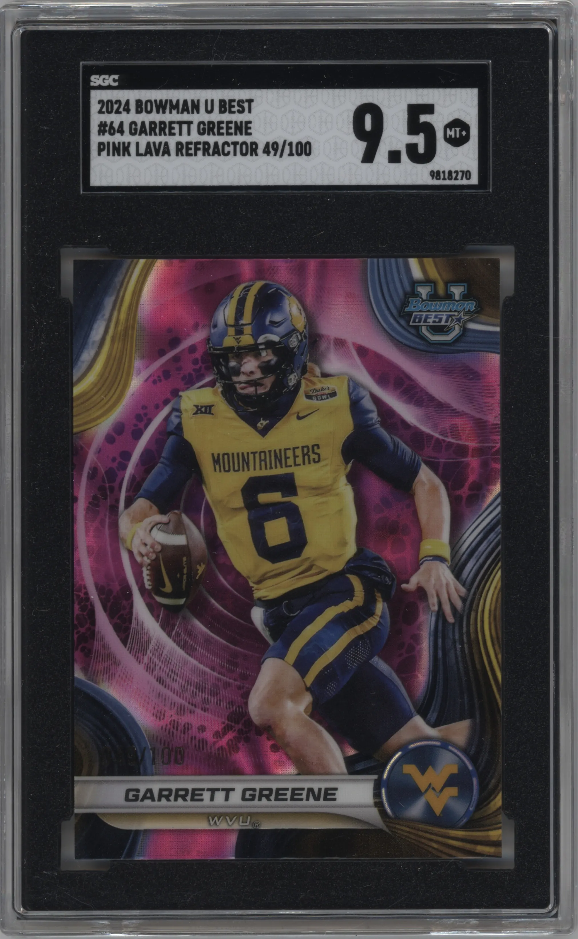 2024 Bowman University Best Garrett Greene Pink Lava Refractor #64 SGC 9.5