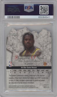 Shaquille O'Neal from the 1997-98 Topps  set featuring a Refractor parallel graded by PSA and given an overall grade of 10.