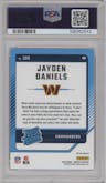 Jayden Daniels from the 2024 Donruss set featuring a Red Wave parallel graded by PSA and given an overall grade of 9.
