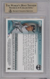 Mike Stanton from the 2010 Topps Update set featuring a Gold parallel graded by Beckett and given an overall grade of 9.5.