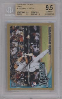 Mike Stanton from the 2010 Topps Update set featuring a Gold parallel graded by Beckett and given an overall grade of 9.5.