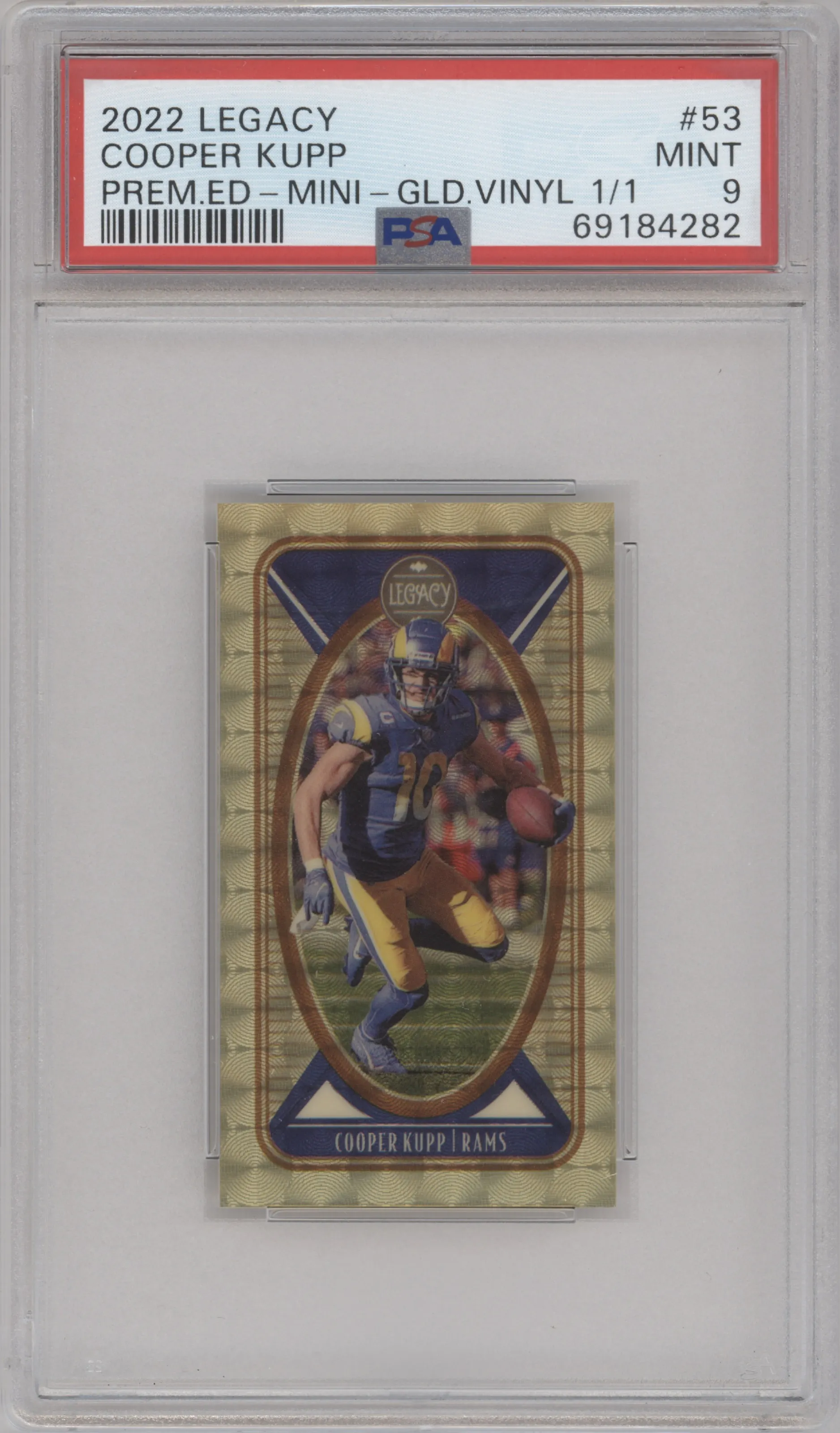 2022 Panini Legacy Cooper Kupp Premium Edition Mini Gold Vinyl #53 PSA 9