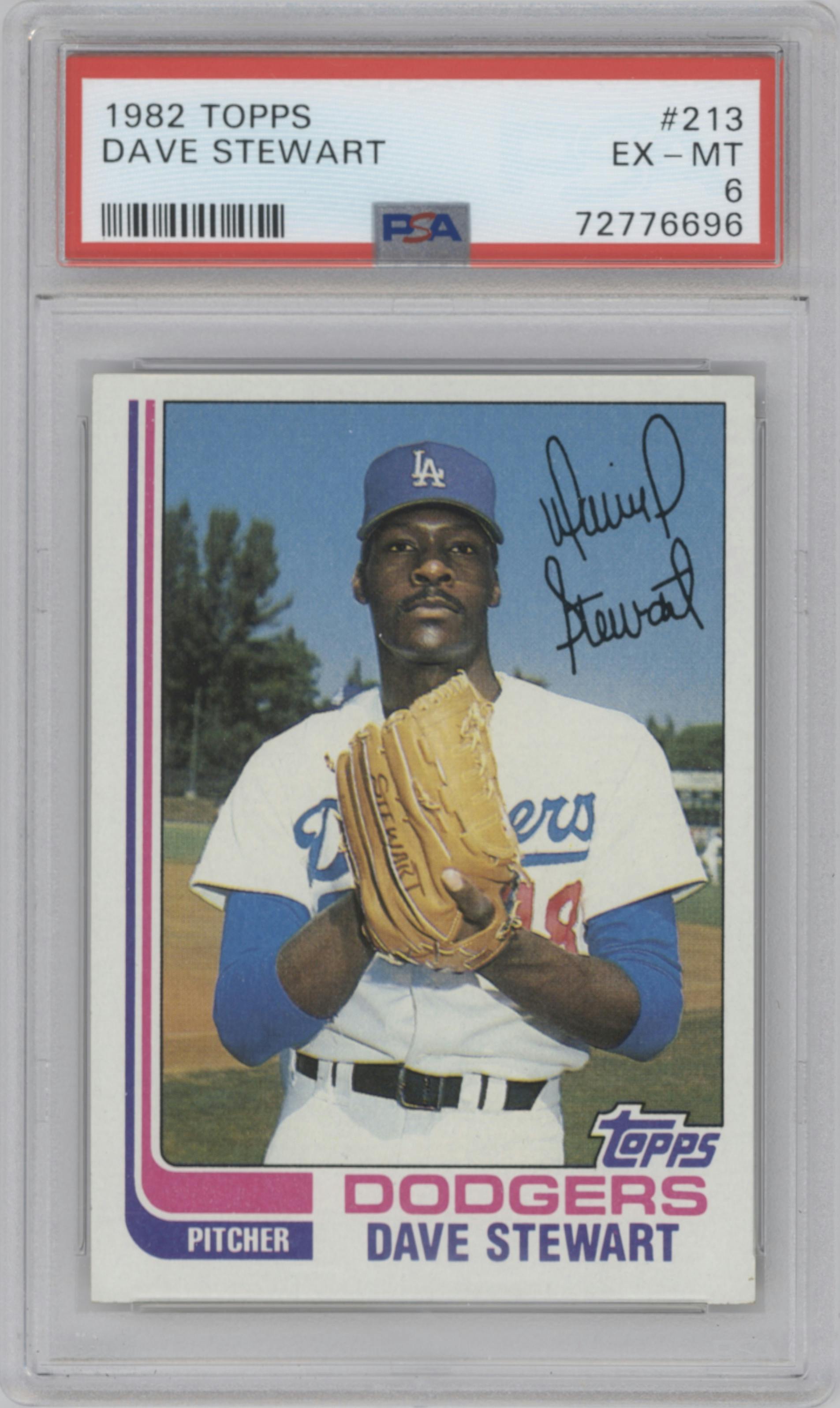 Dave Stewart from the 1982 Topps set graded by PSA and given an overall grade of 6.