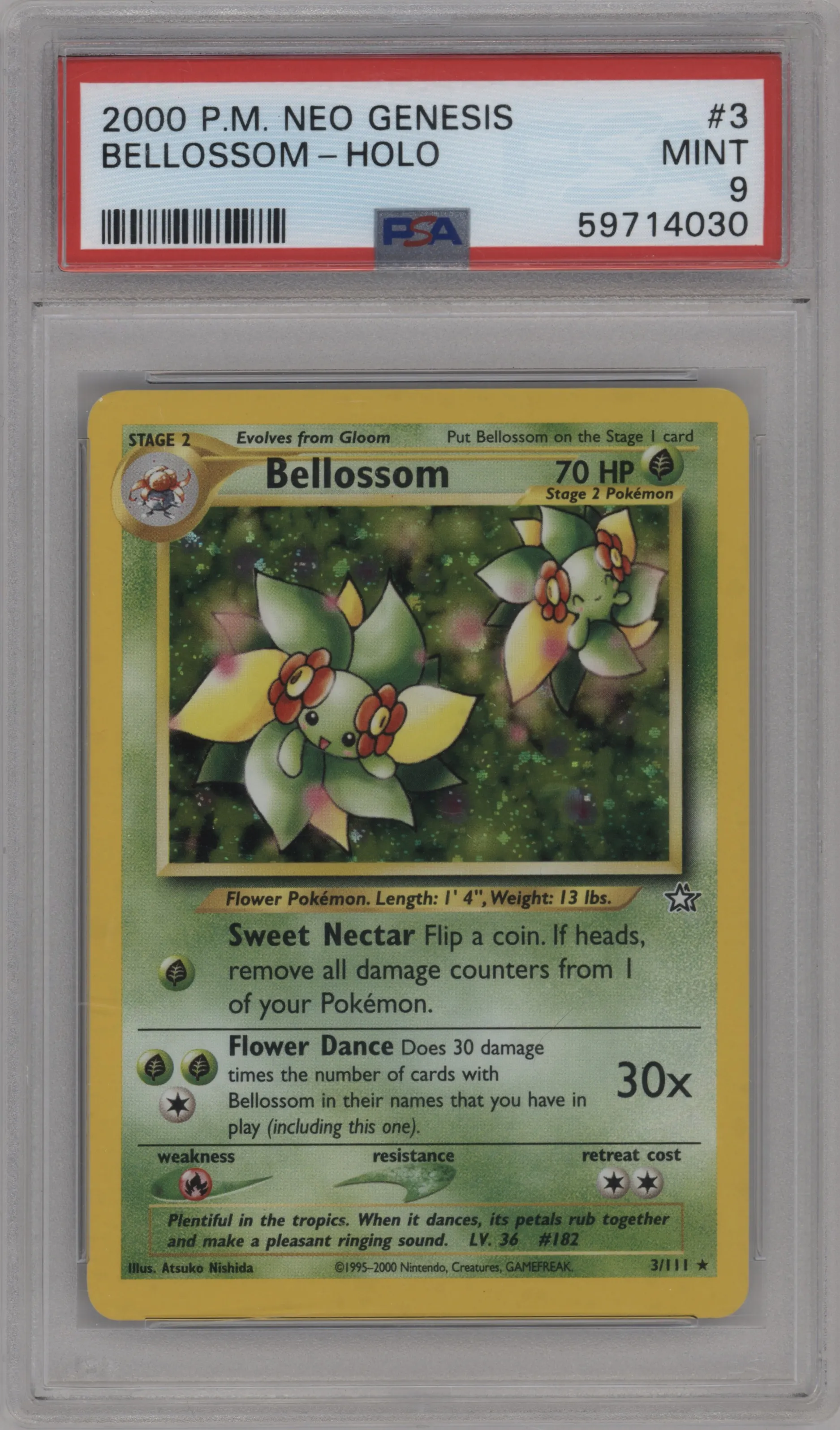 2000 Pokemon Neo Genesis Bellossom #3 PSA 9