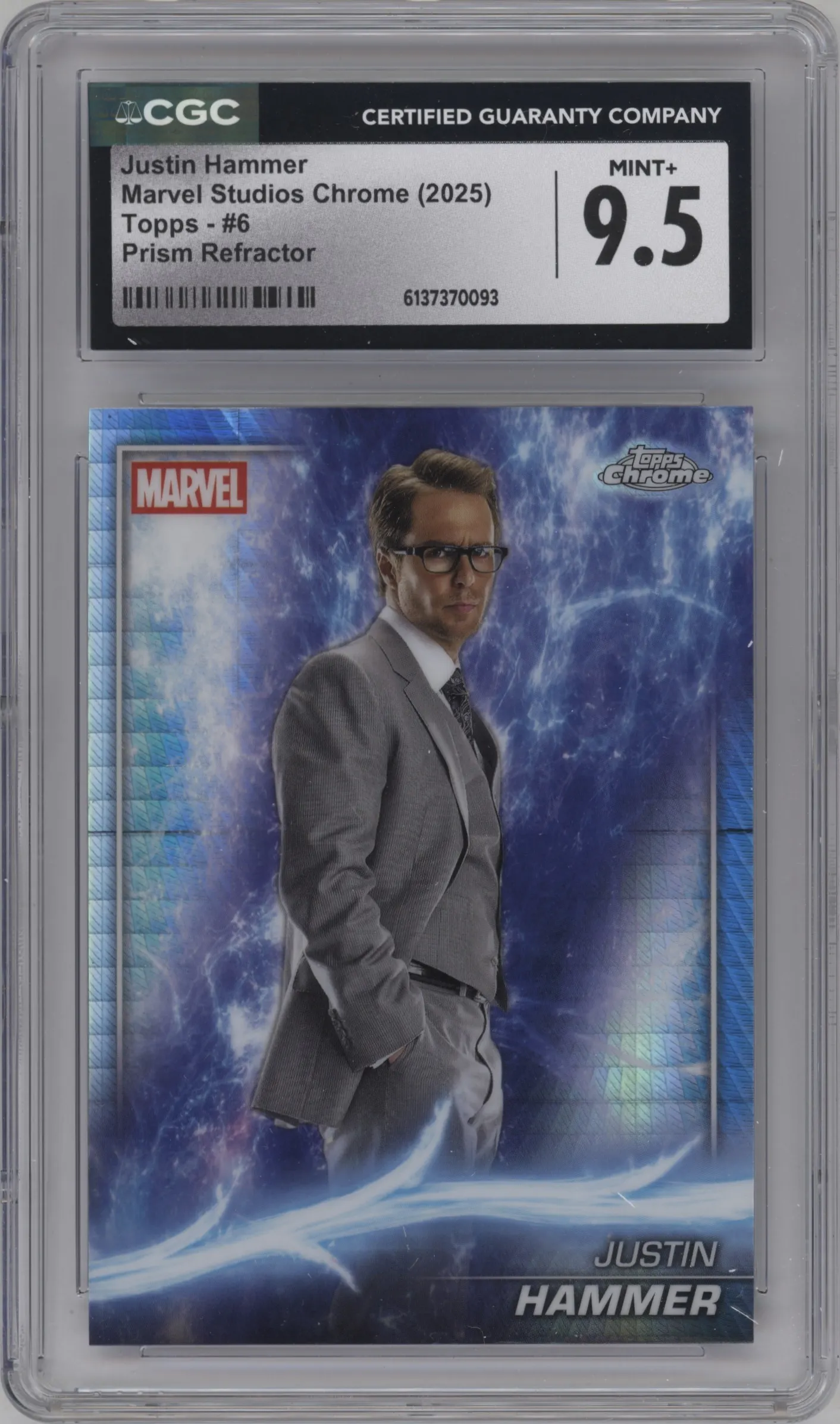 2025 Topps Chrome Marvel Studios Justin Hammer Prism Refractor CGC 9.5