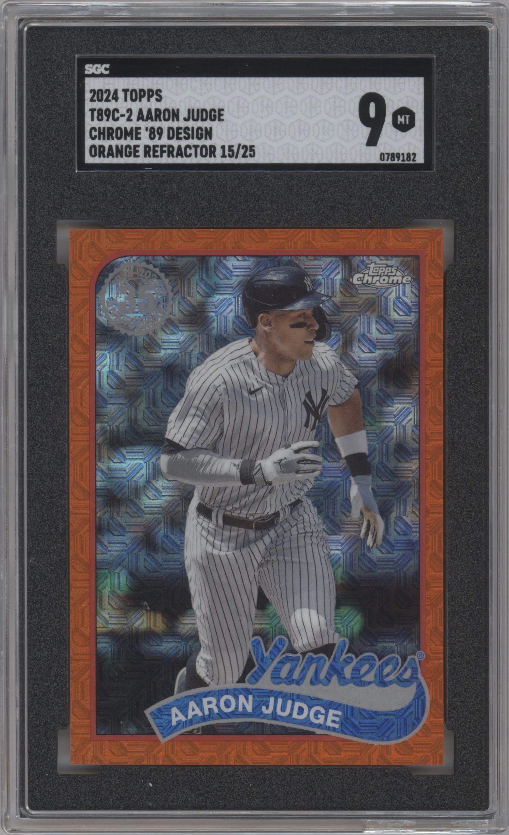 2024 Topps Series 1 Silver Pack 1989 Chrome Aaron Judge Orange SGC 9