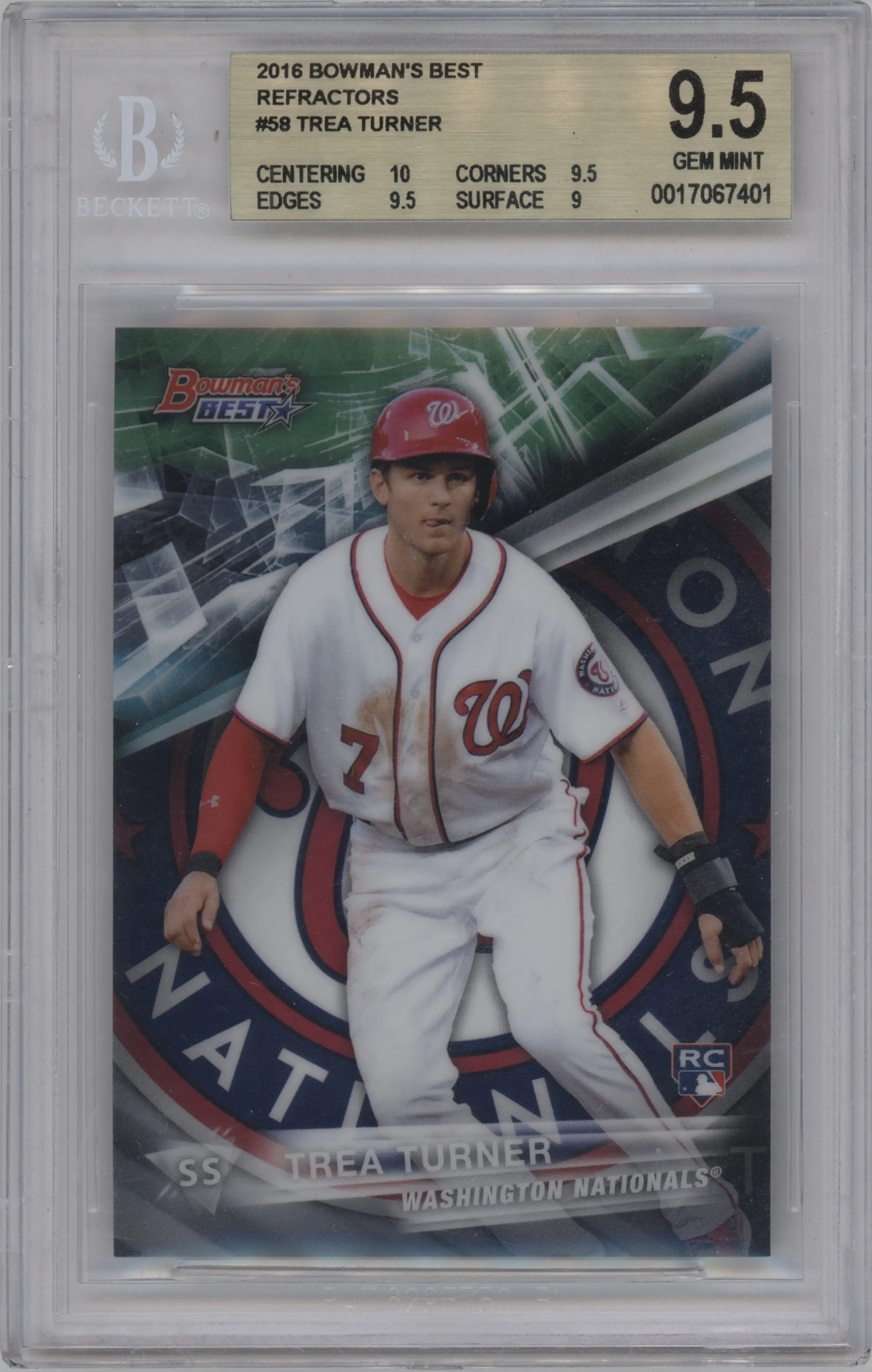 2016 Bowman’s Best Trea Turner Refractor BGS 9.5