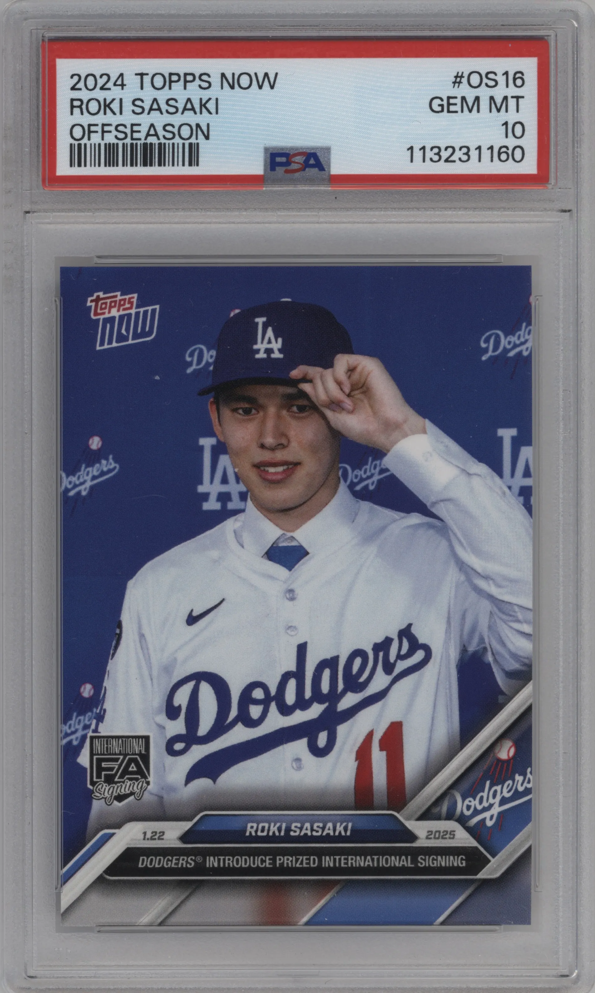 2024 Topps Now Off-Season Roki Sasaki PSA 10
