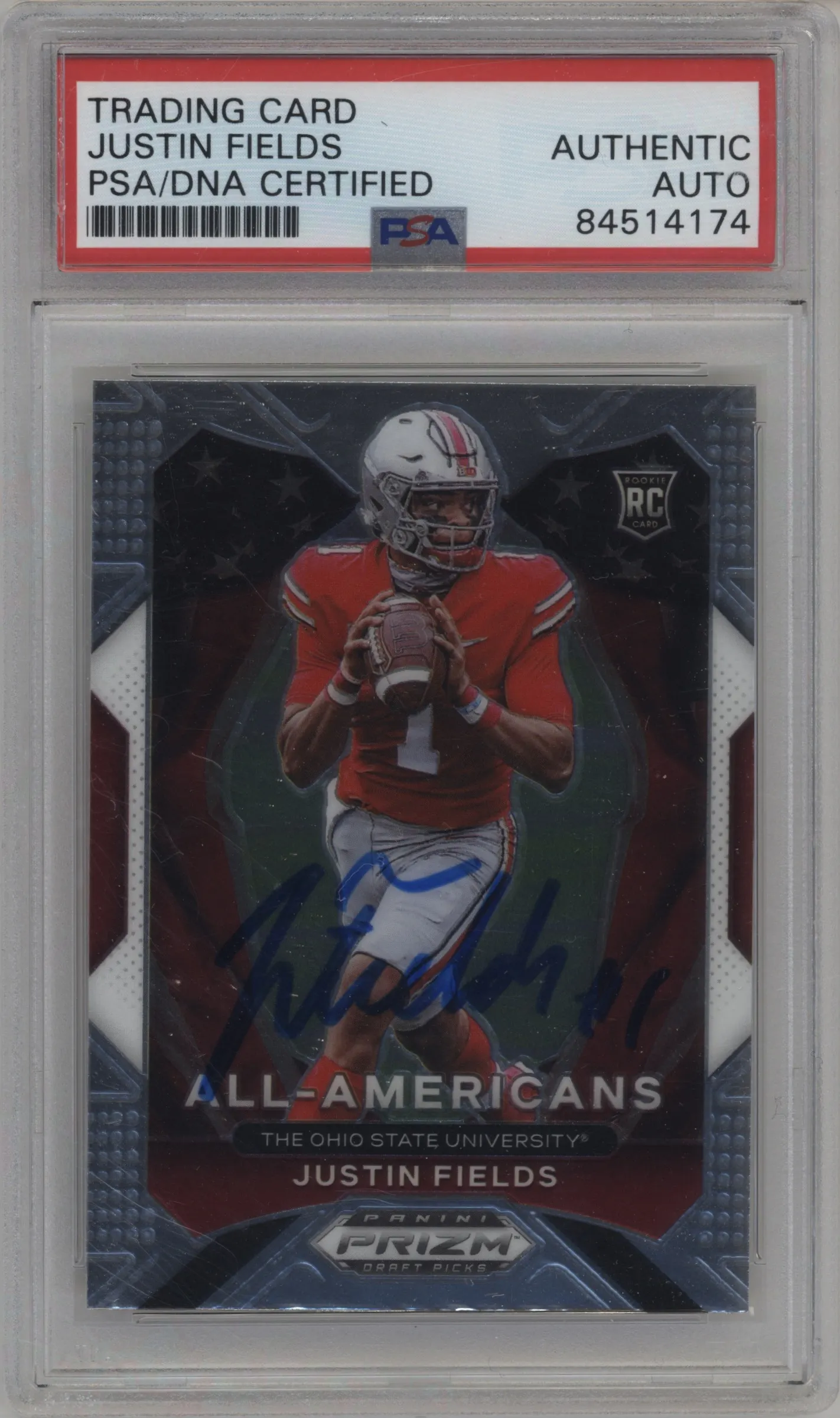 2021 Panini Prizm Draft Picks Justin Fields PSA AUTHENTIC #192 PSA