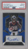 John Metchie III from the 2022 Panini Select set featuring a Blue Prizm parallel graded by PSA and given an overall grade of 10.