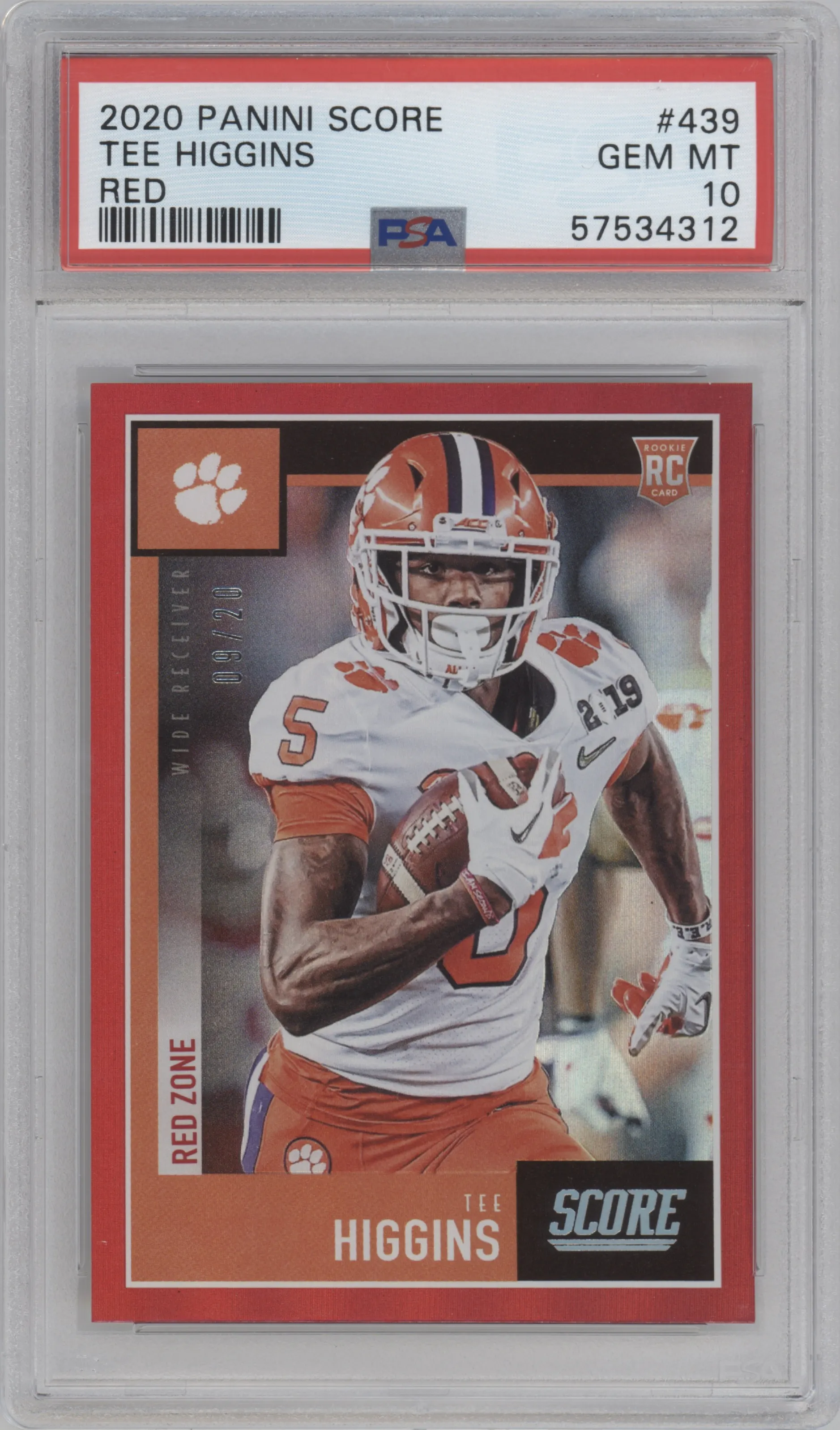 2020 Panini Score Tee Higgins Red Zone PSA 10