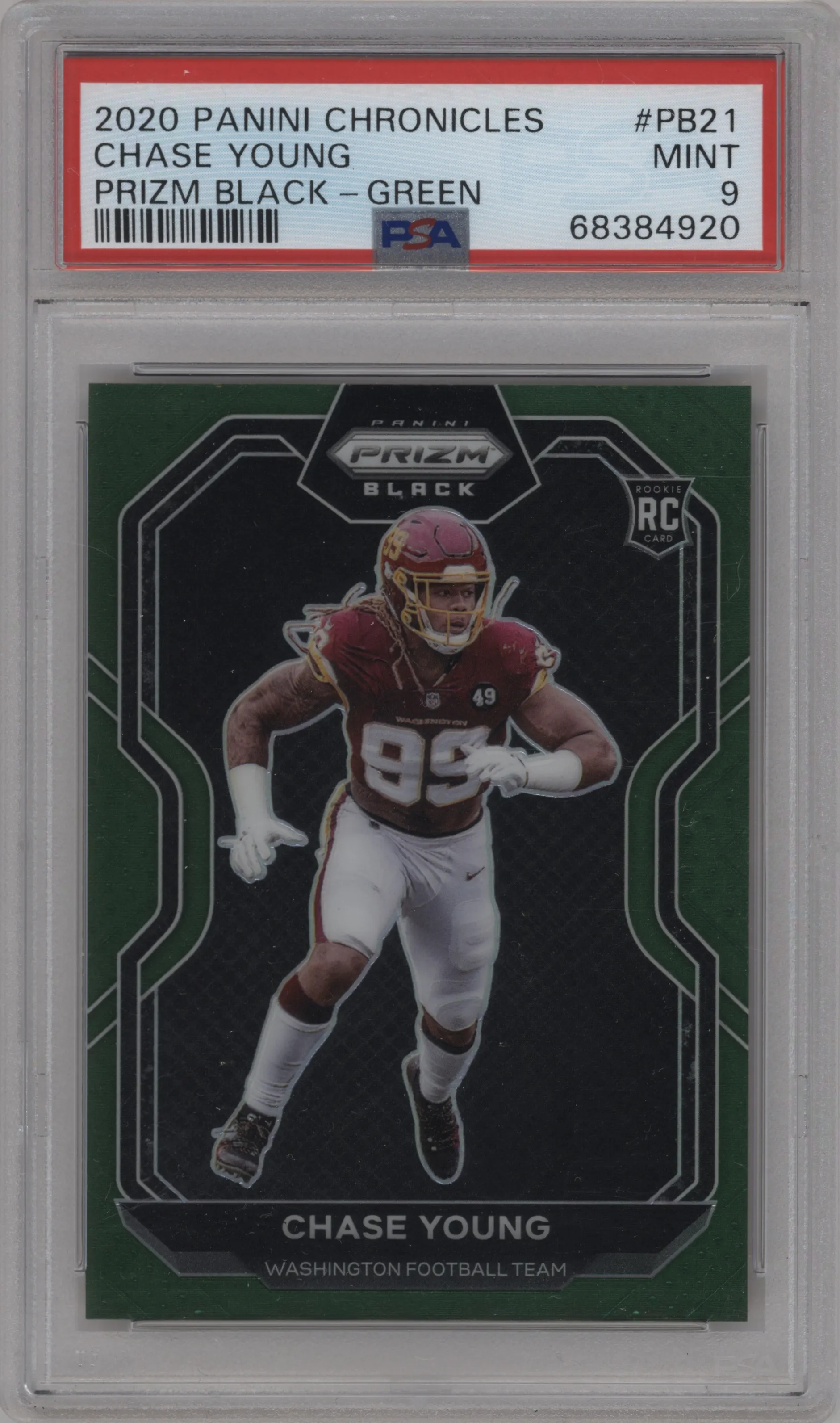 2020 Panini Chronicles Prizm Black Chase Young Green #PB-21 PSA 9