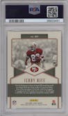 Jerry Rice from the 2022 Panini Legacy set featuring a Yellow parallel graded by PSA and given an overall grade of 10.