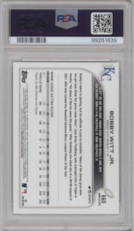 Bobby Witt Jr. from the 2022 Topps Complete Factory Set set graded by PSA and given an overall grade of 10.