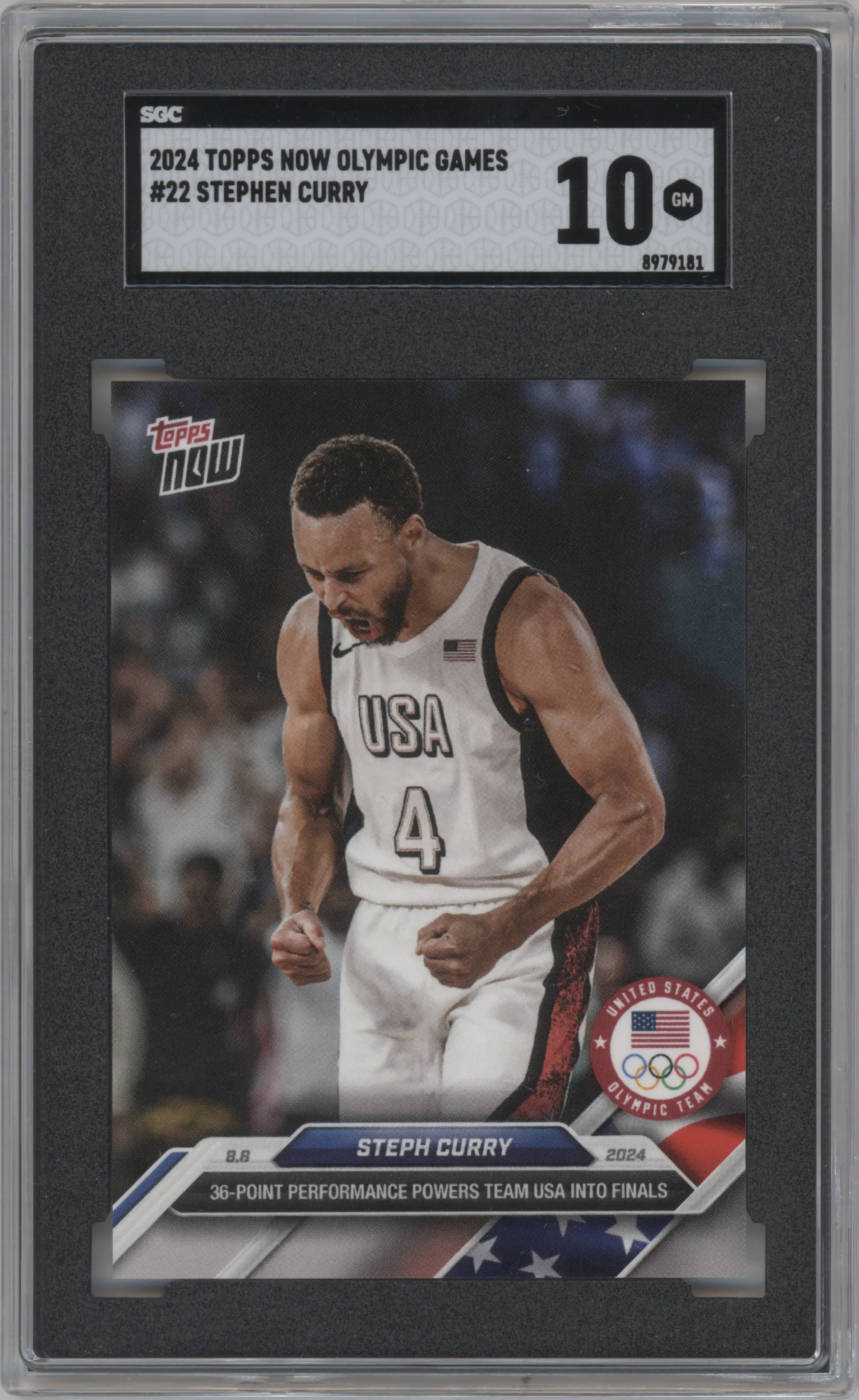 2024 Topps Now Olympics Steph Curry SGC 10