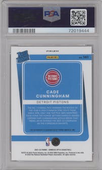 Cade Cunningham from the 2021-22 Panini Donruss Optic set featuring a Choice parallel graded by PSA and given an overall grade of 9.