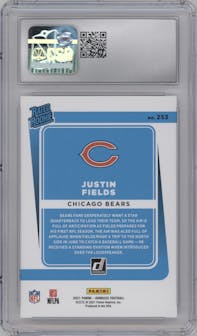 Justin Fields from the 2021 Panini Donruss set graded by CSG and given an overall grade of 10.