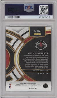 Amen Thompson from the 2023-24 Panini Select  set featuring a Green Shock Prizm parallel graded by PSA and given an overall grade of 10.